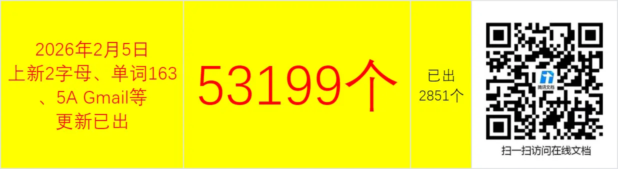 全网在售邮箱收集整理（53199个）2月5日更新——whois留一个牛B的邮箱