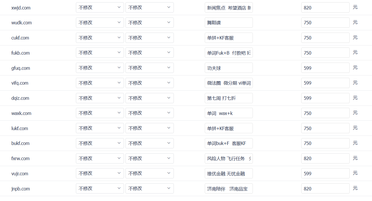4字母 4声母 最后13个 价格又降了