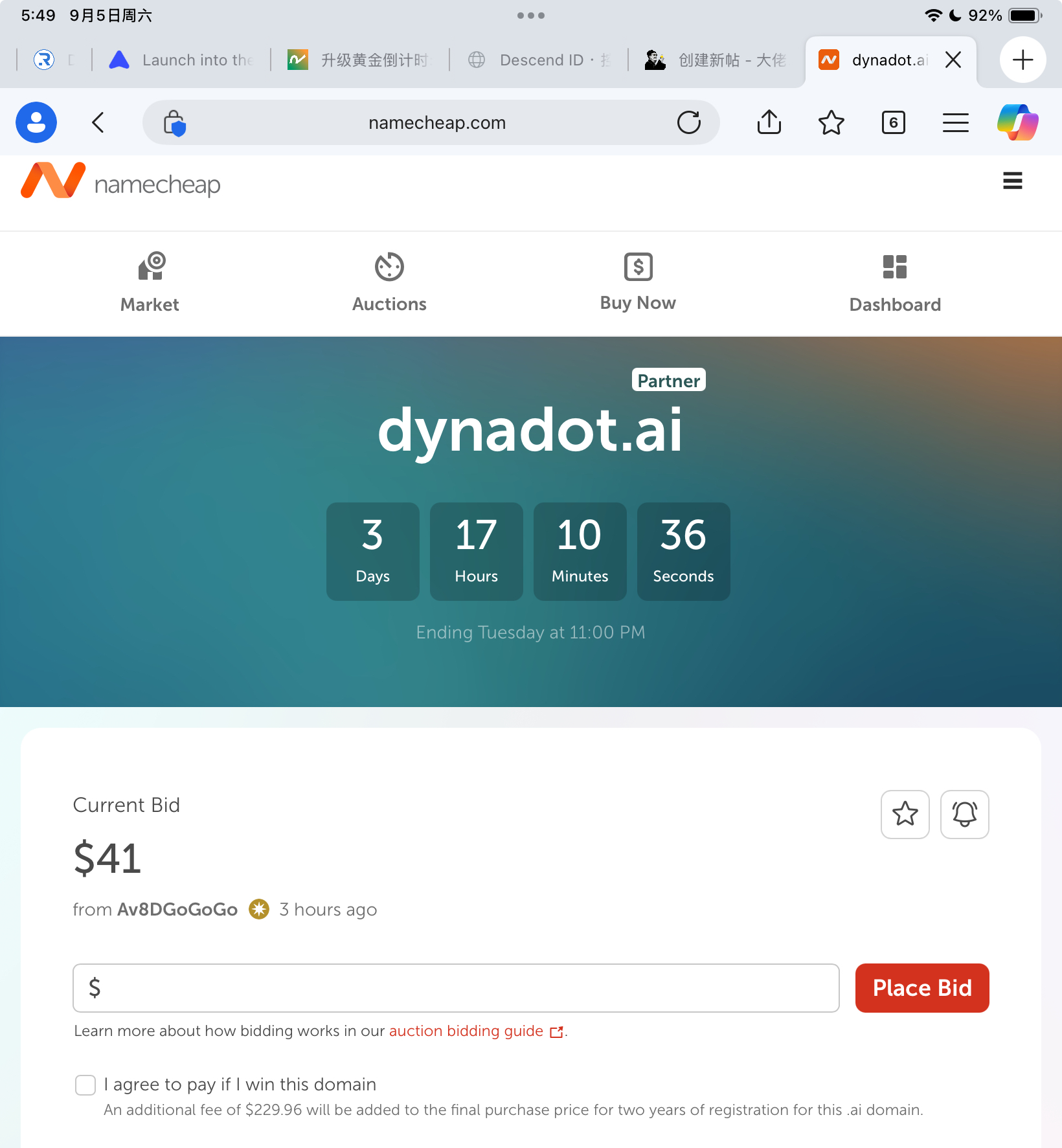 什么叫dynadot.ai在namecheap拍卖